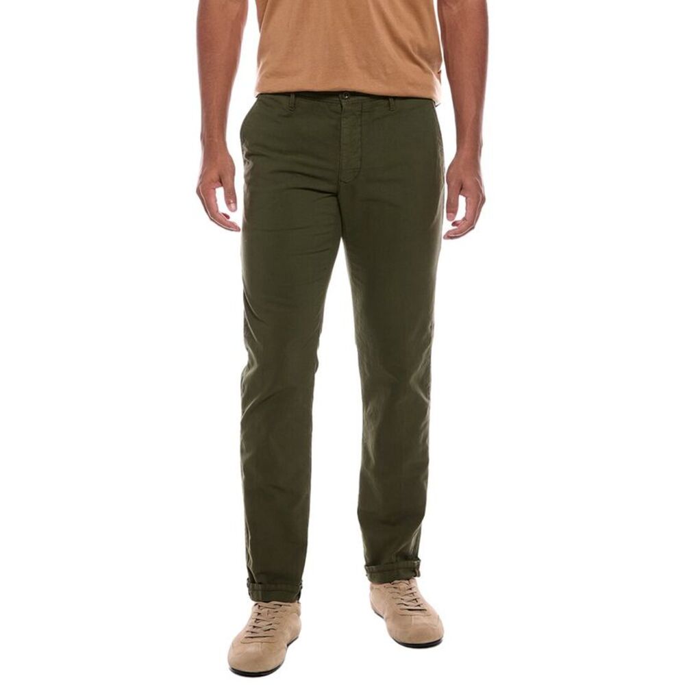 Slowear Mens  Flat Front Regular Fit Pant, Green